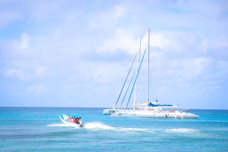 Lancha e catamarã para a atividade