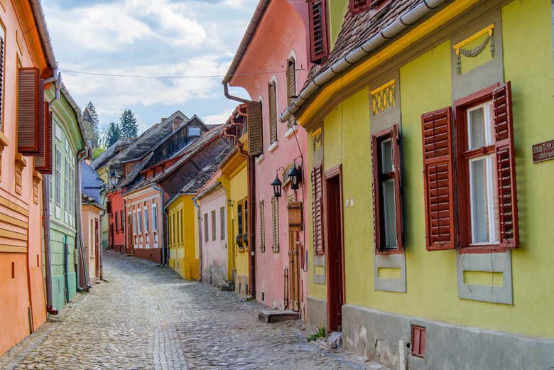 Colourful streets in Sighisoara
