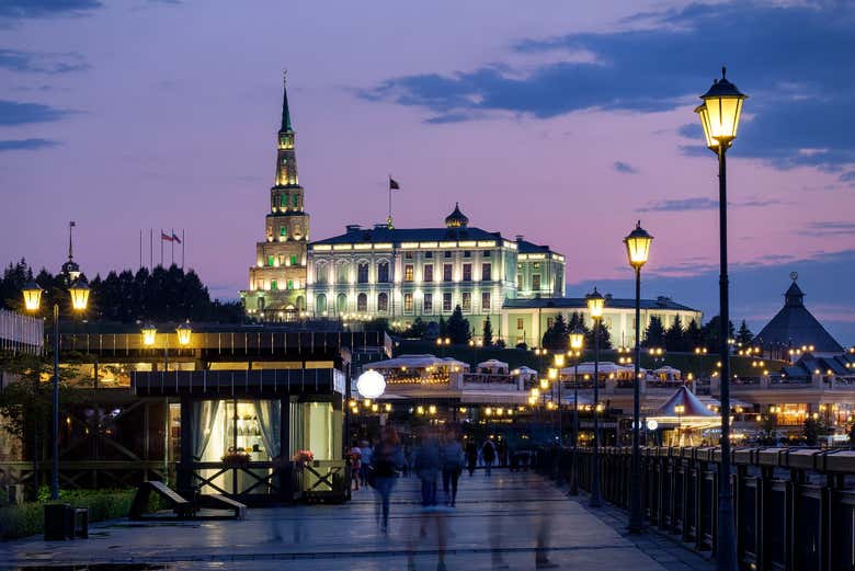 Panorámica nocturna de Kazán