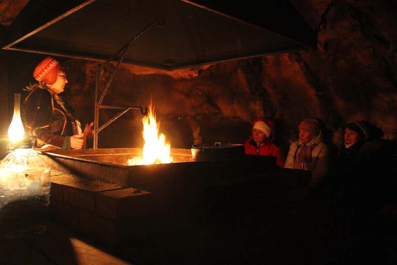 Warming up with local Sami people