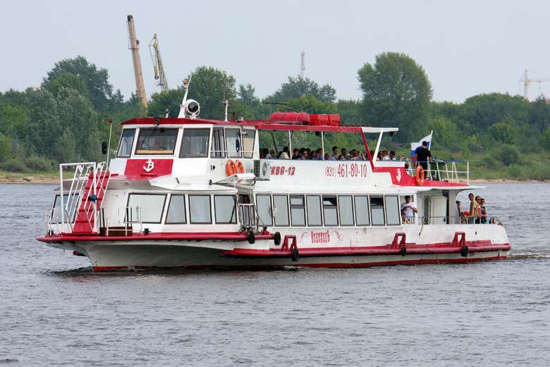 Aboard the boat sailing Oka River