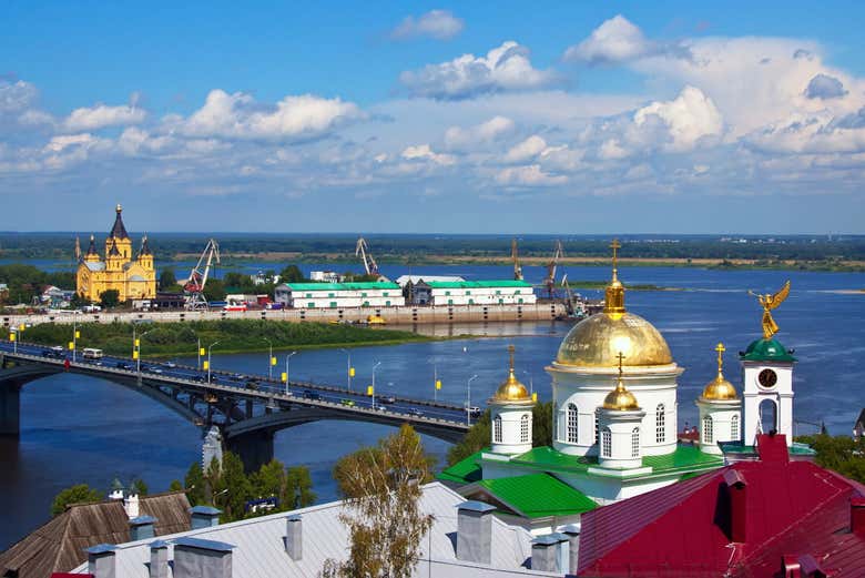 Il punto di confluenza del fiume Volga e Oka