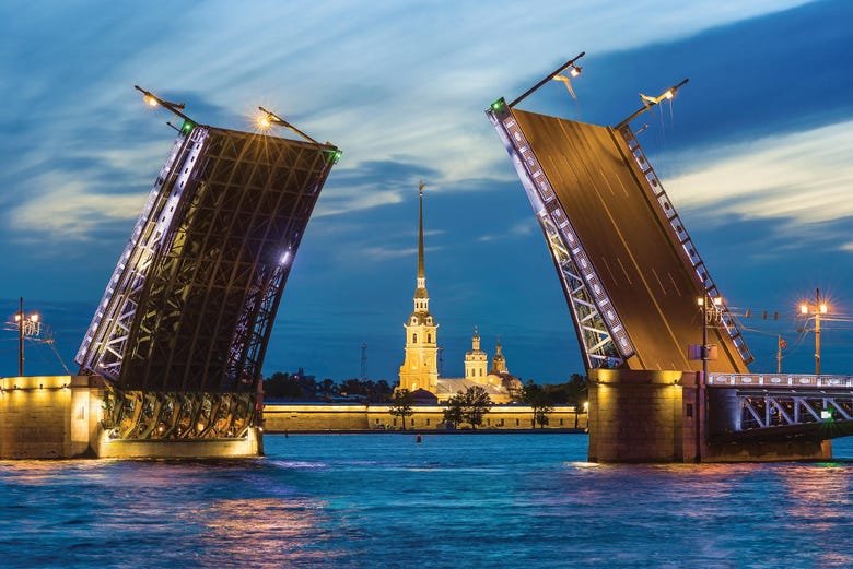Raised bridge in St Petersburg