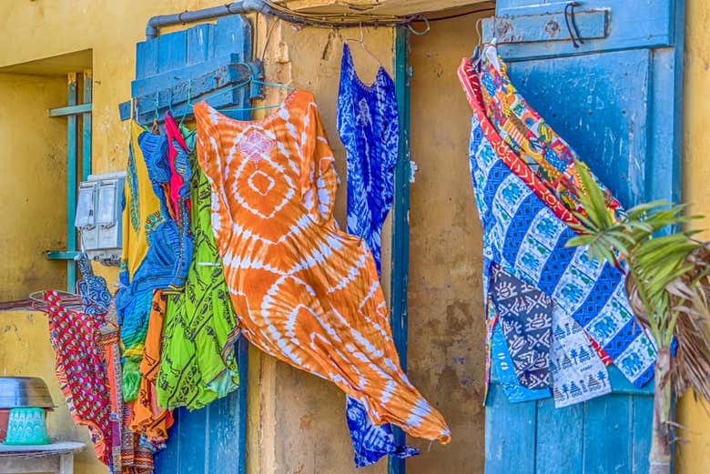 Traditional clothing hanging outside houses