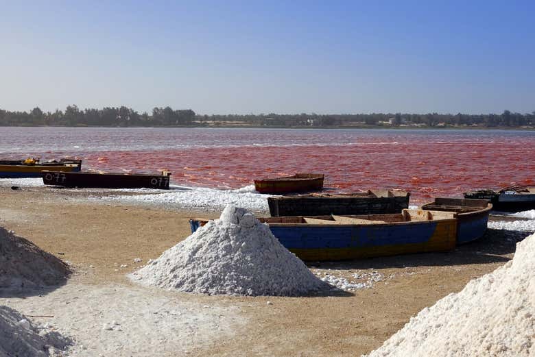 Traditional boats used by the salt workers