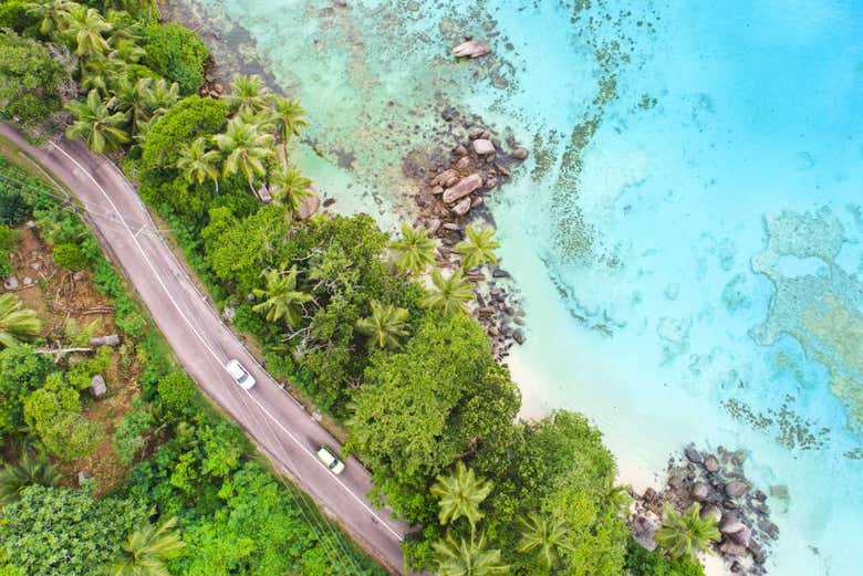 Vista aérea das estradas de La Digue
