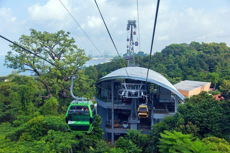 Taking the cable car to Santosa