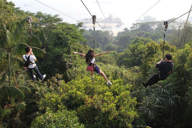 Dans les tyroliennes du Mega Adventure Park