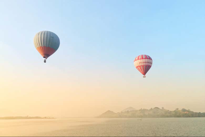 flying over Kandalama Lake