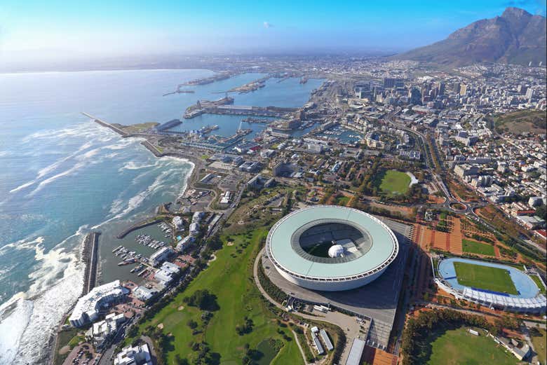 Contemplando lo stadio di Città del Capo dall'alto