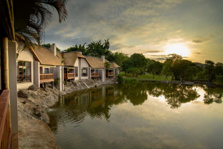 Entardecer sobre o lodge onde ficaremos hospedados