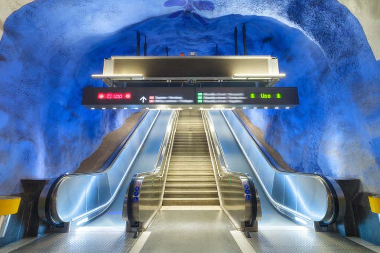 Escalators d'une station de métro de Stockholm