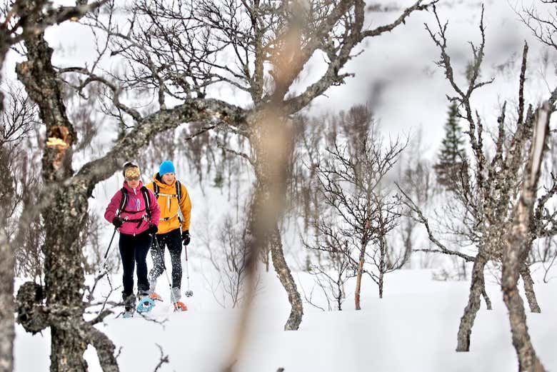 Passeggiata con le racchette da neve