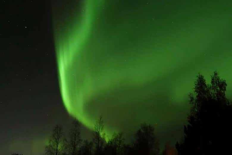 Una aurora boreal apareciendo en el cielo
