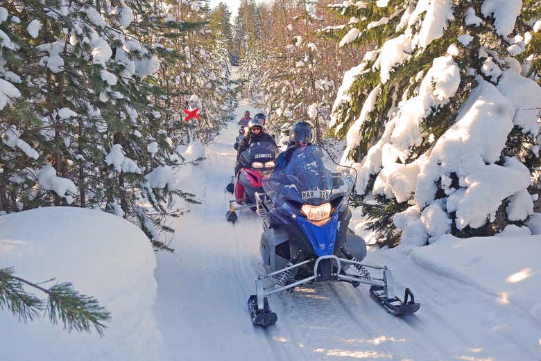 Snowmobiles on the tour