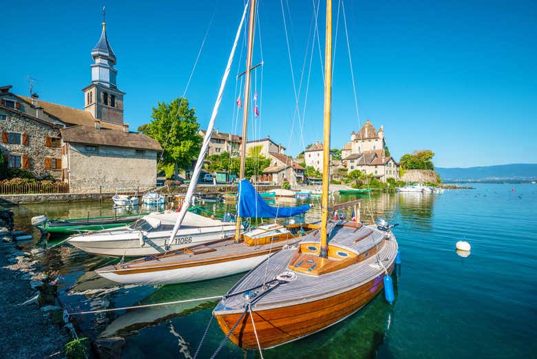 Barcos en el lago Lemán