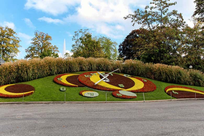 Orologgio di fiori, nel giardino inglese di Ginevra