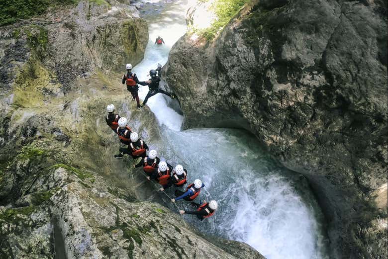 Disfrutando de la experiencia en el cañón de Interlaken