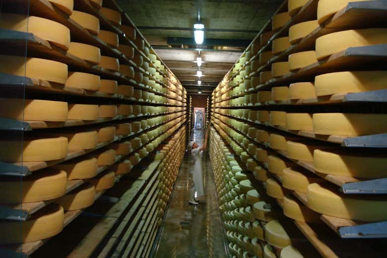 Quesos almacenados en la Maison du Gruyères
