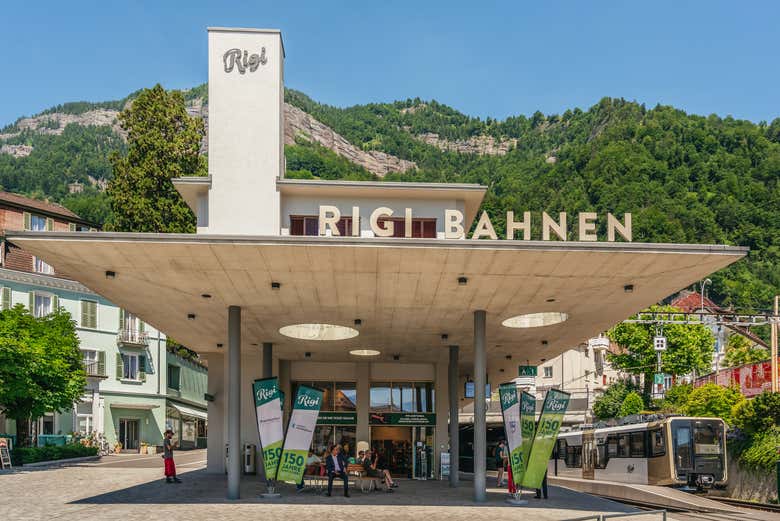 Estación del tren cremallera del monte Rigi