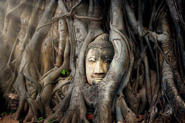 Mercado sobre las vías, mercado flotante y ruinas de Ayutthaya