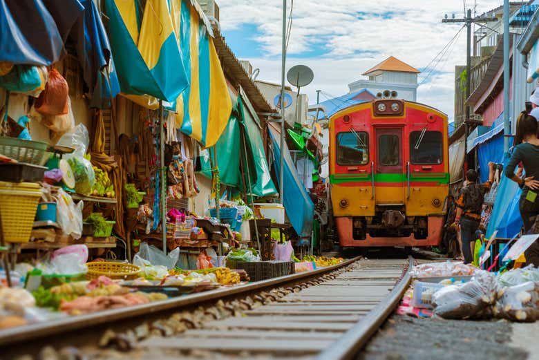 See how the train crosses the market if you're lucky!
