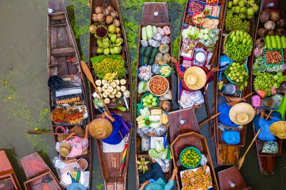 Mercato galleggiante di Amphawa + Tempio del Drago e delle Radici