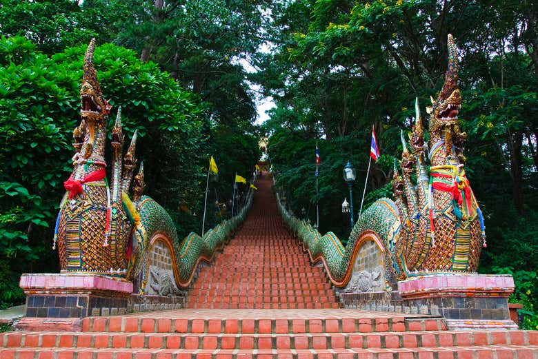 Doi Suthep's naga-guarded steps