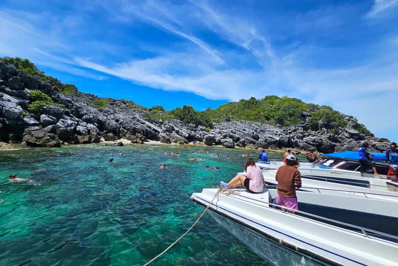Pendant l'arrêt snorkeling
