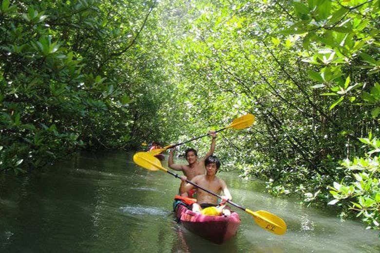 Kayaking with a partner in Ao Thalane