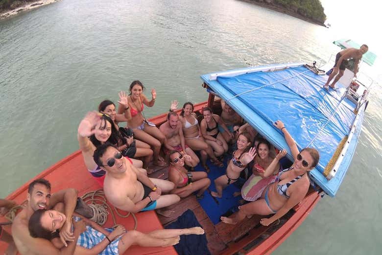 Desfrutando no barco