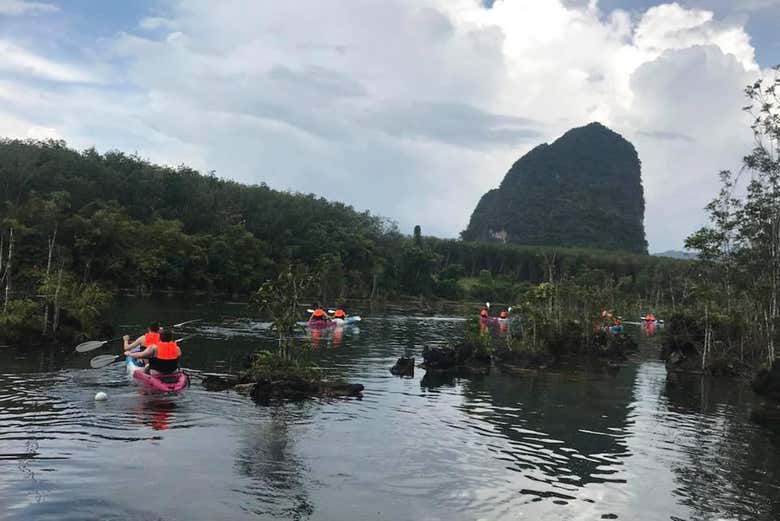Head to the lagoon on the kayak