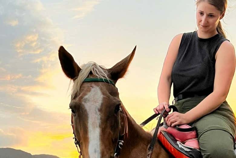 Enjoying the horseback ride!