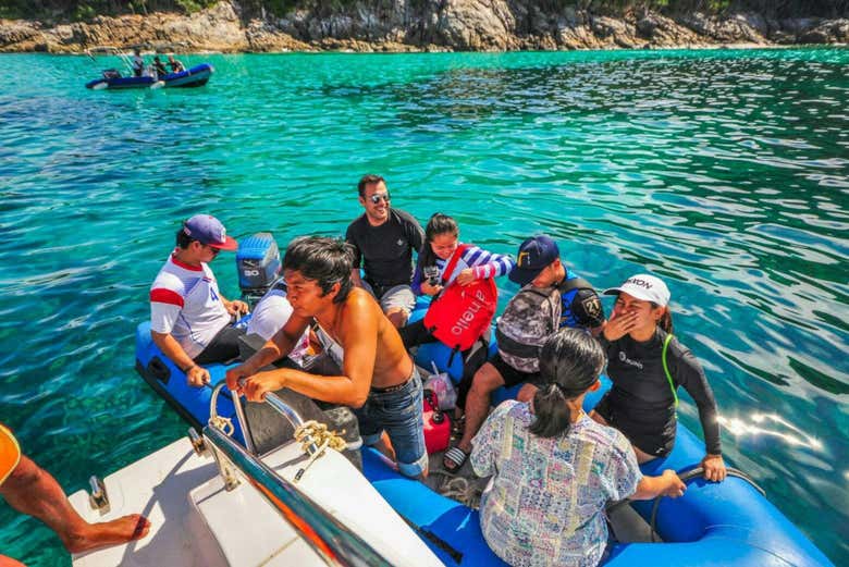 A group on a launch in Racha Island