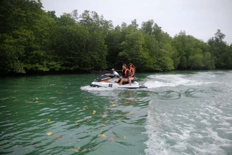 Riding the jet skis in Phang Nga Bay