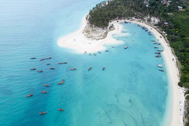 La spiaggia di Kendwa dall'alto