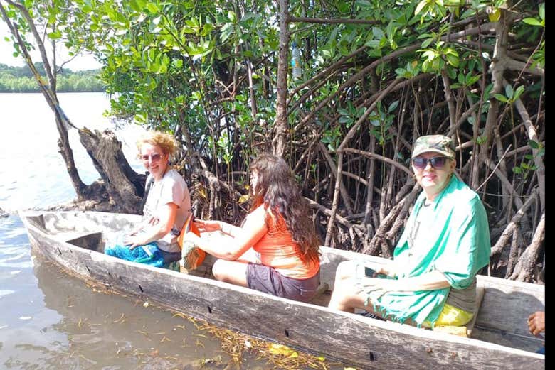 Navegando en canoa por los manglares
