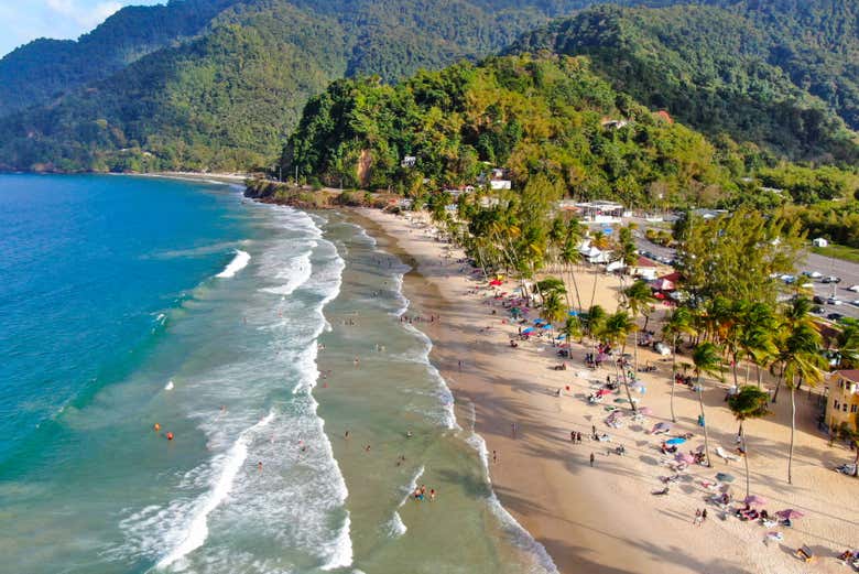 Vue aérienne de la plage de Maracas