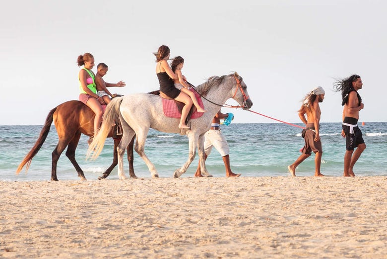 Horse riding along the shores of Djerba lagoon