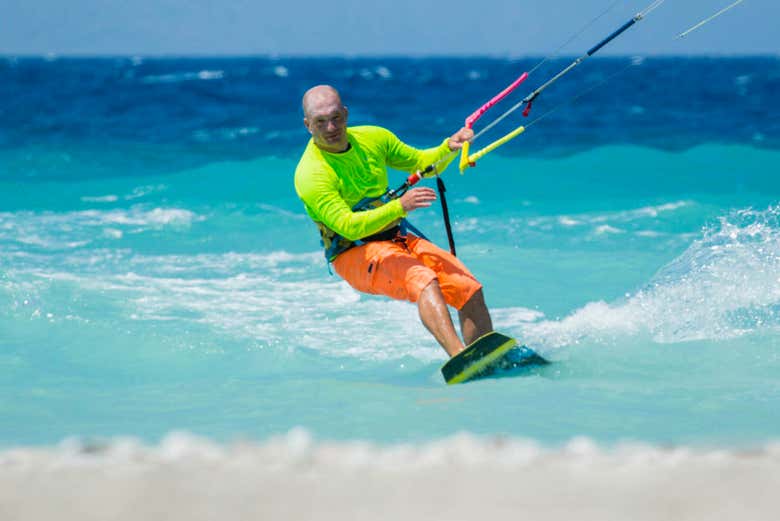 Kitesurfing on the coast of Djerba island