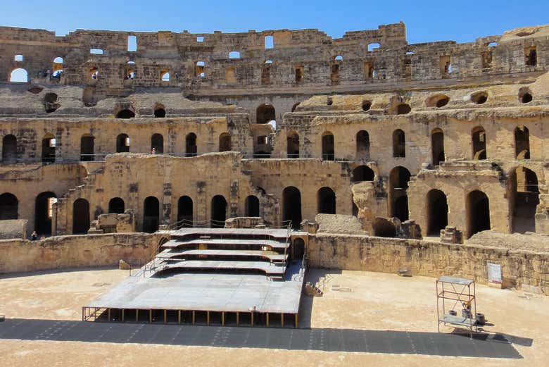 Vista del interior del anfiteatro de El Djem