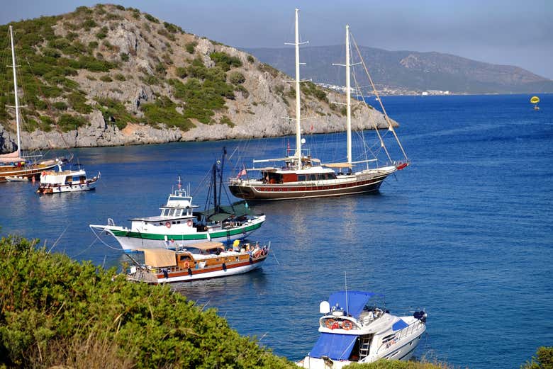 Bañándonos en la costa de Bodrum