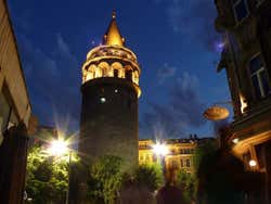 Galata Tower at night