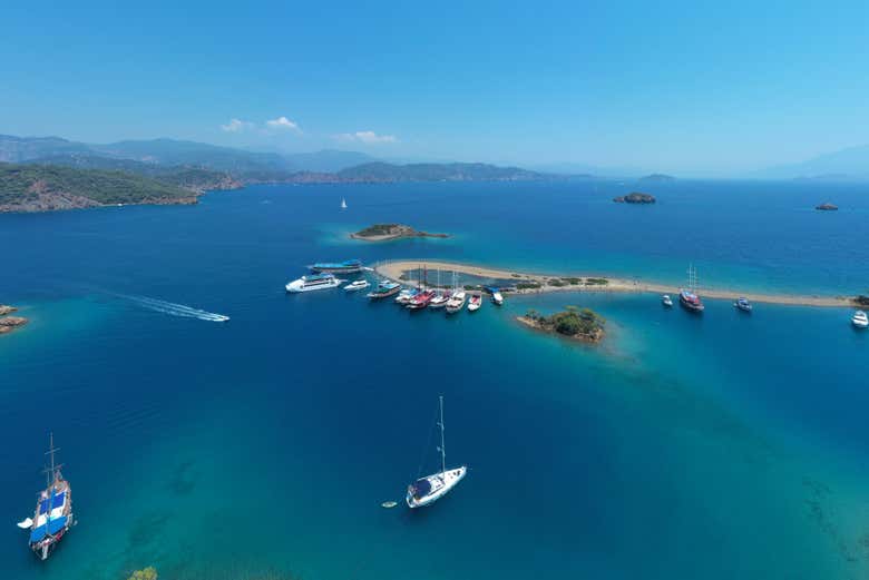Vue aérienne sur les îles de Gocek