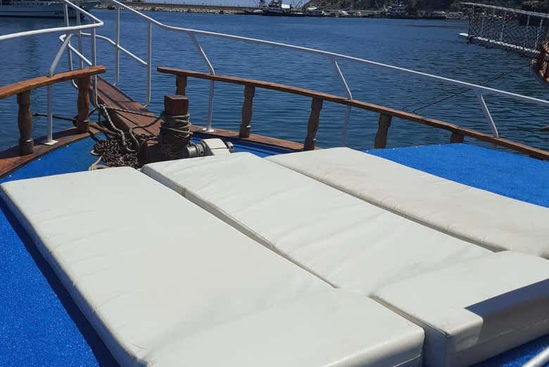 Sunbeds on deck