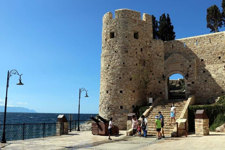 Admiring the city's castle