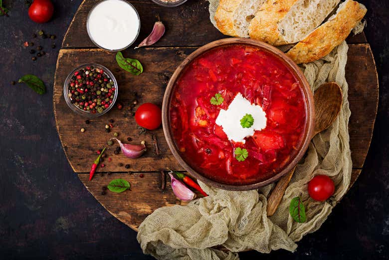 Plato preparado de borsch 