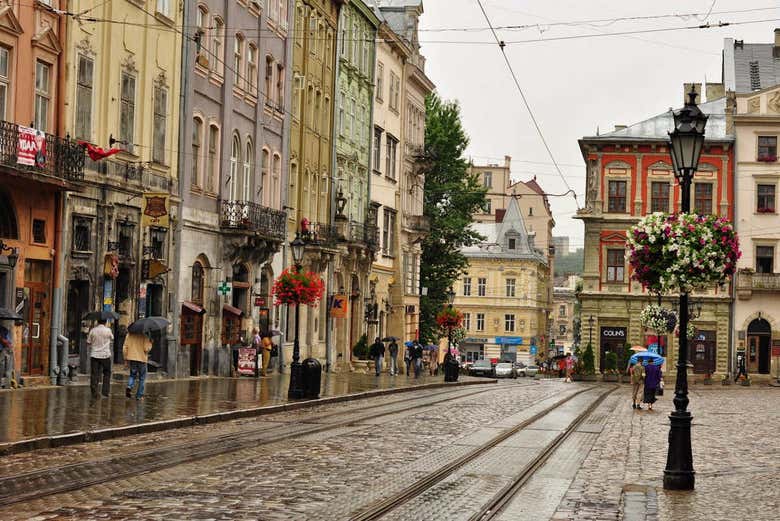 Calles del centro histórico de Leópolis