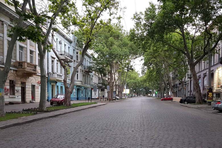 Rua do centro de Odessa