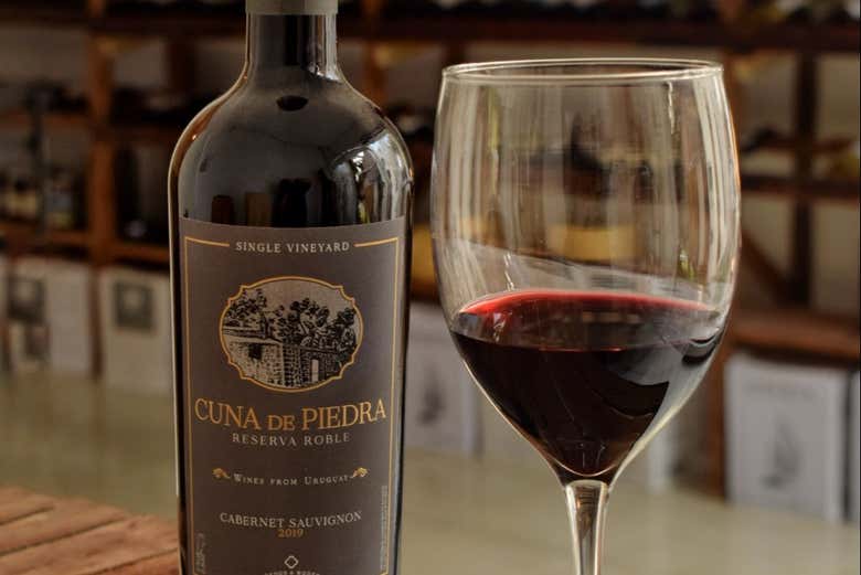 Copa de vino tinto en Colonia del Sacramento